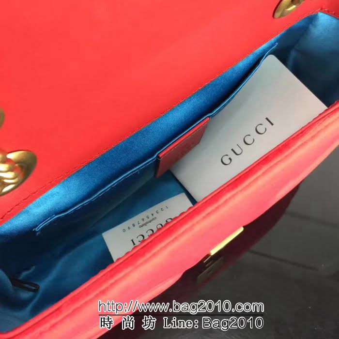 GUCCI古馳原單 新款專櫃品質原單貨實物實拍 446744絨布大紅鏈條單肩斜挎包 HY1227